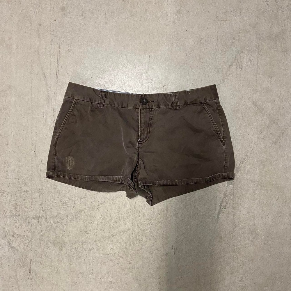 Old Navy Womens Brown Y2K Micro Shorts Plaid Waistband Low Rise 34 Waist